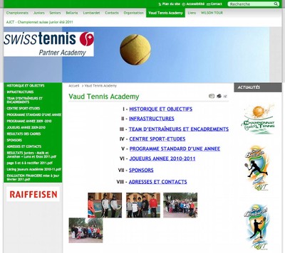 Image du site Vaud Tennis Academy